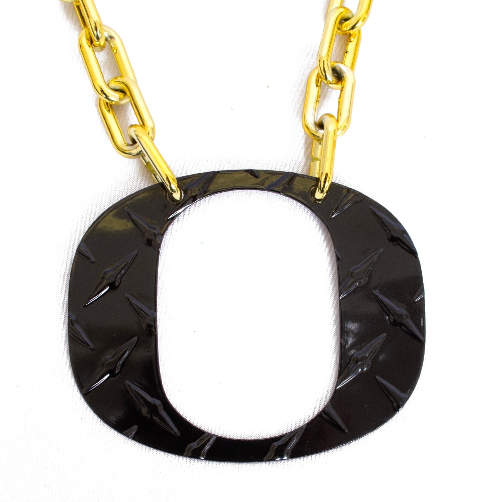 Classic Oregon O, Collegiate Art Design, Black, Necklaces, Gifts, Diamond Plated, Chain style, 908769